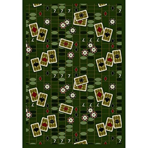 Joy Carpets Games People Play Feeling Lucky Gaming Area Rugs, 92-Inch by 129-Inch by 0.36-Inch, Emerald