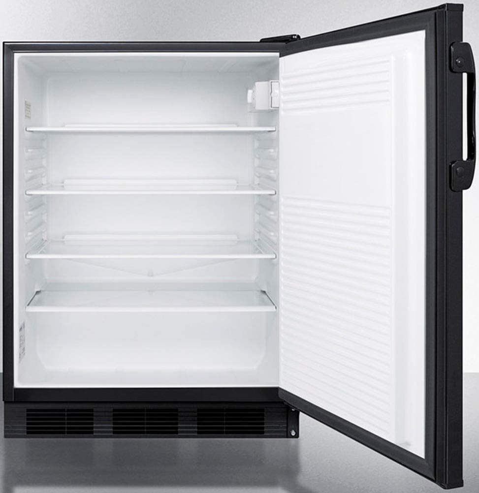 Summit Appliance FF7BKBI Commercially Listed Built-in Undercounter All-Refrigerator for General Purpose Use with Flat Door Liner, Automatic Defrost, Adjustable Thermostat and Black Exterior