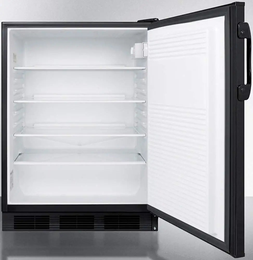 Summit Appliance FF7BK Commercially Listed Freestanding All-Refrigerator for General Purpose Use with Flat Door Liner, Automatic Defrost, Deep Shelf Space, Adjustable Thermostat and Black Exterior