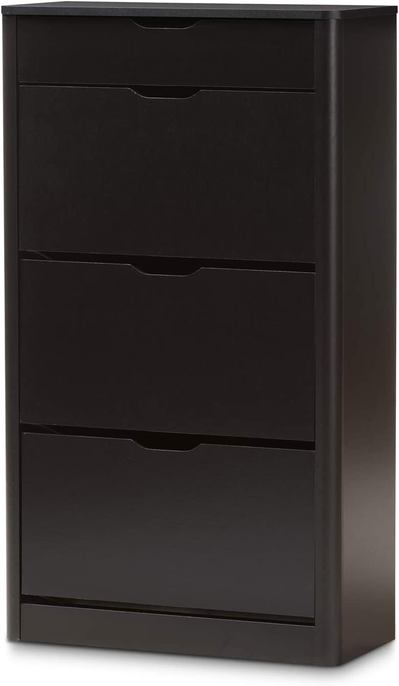 Baxton Studio Cayla 4 Drawer Shoe Cabinet in Black