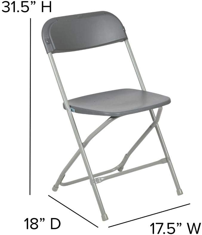 Flash Furniture Hercules√É¬¢√¢‚Ç¨≈æ√Ç¬¢ Series Plastic Folding Chair - Grey - 2 Pack 650LB Weight Capacity Comfortable Event Chair-Lightweight Folding Chair