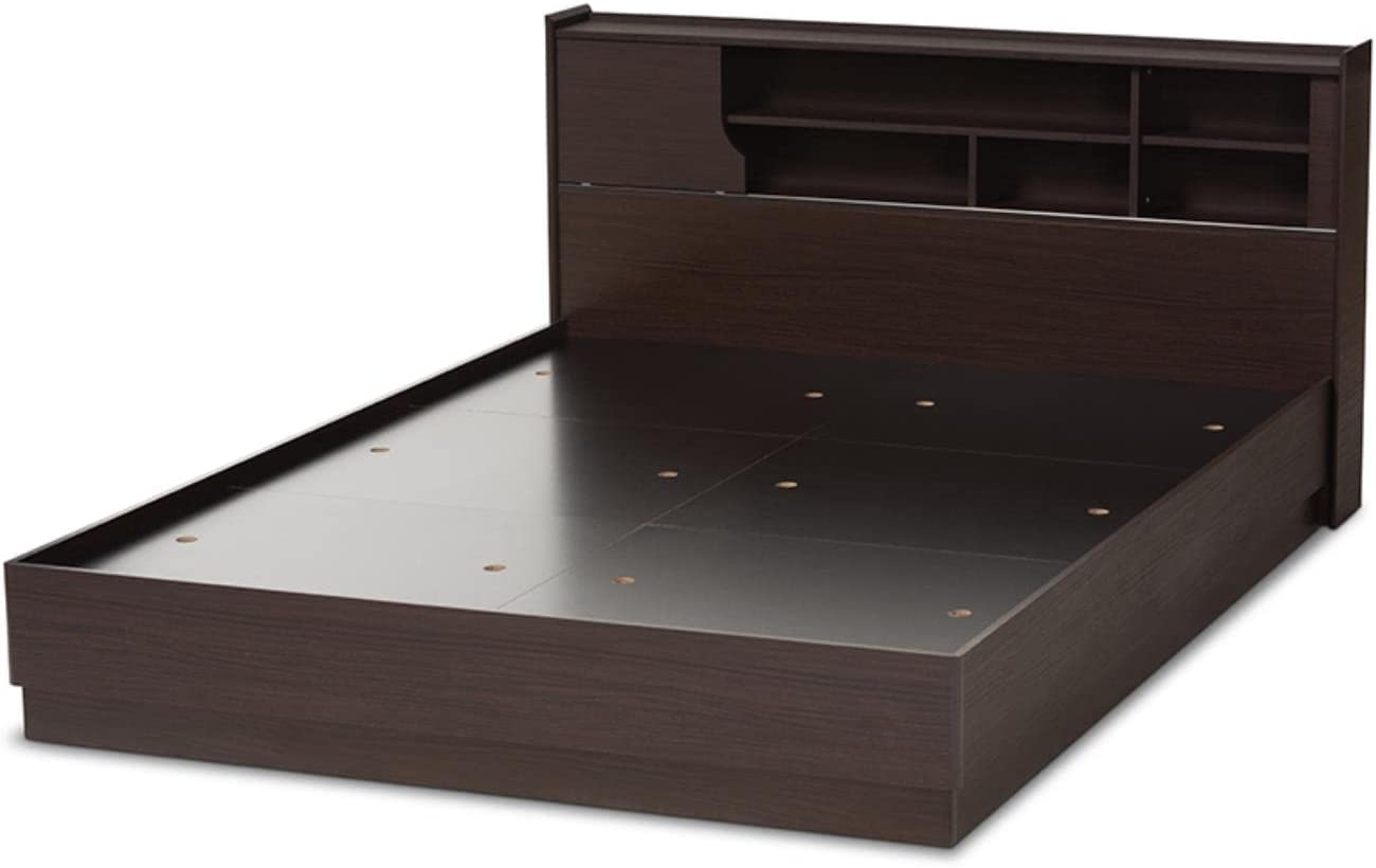 Baxton Studio Larsine Modern and Contemporary Brown Finished Queen Size Platform Storage Bed