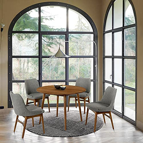 Armen Living Arcadia and Azalea Round 5 Piece Dining Set, 42&#34;, Charcoal/Walnut Wood