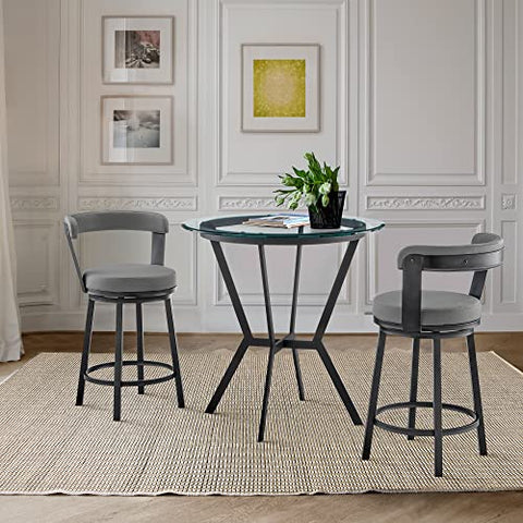 Armen Living Naomi and Bryant 5-Piece Counter Height Dining Set in Black Metal and Grey Faux Leather