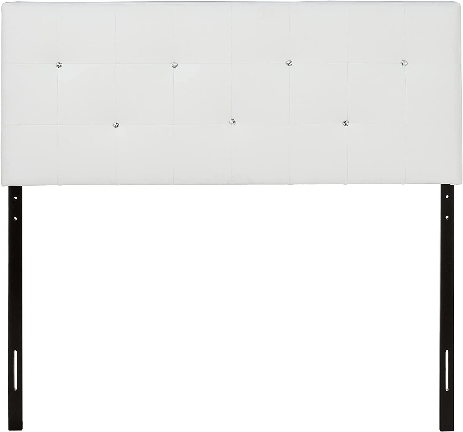 Baxton Studio Dalini Modern and Contemporary Full White Faux Leather Headboard with Faux Crystal Buttons