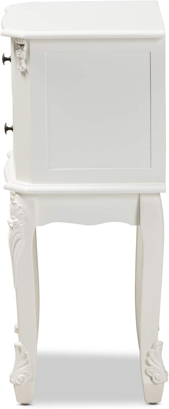 Baxton Studio Sophia Classic and Traditional French White Finished Wood 2-Drawer Nightstand