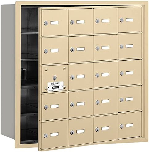 Salsbury Industries 3620SFU 4B Plus Horizontal Mailbox, 20 A Doors 19 Usable, Front Loading, USPS Access, Sandstone