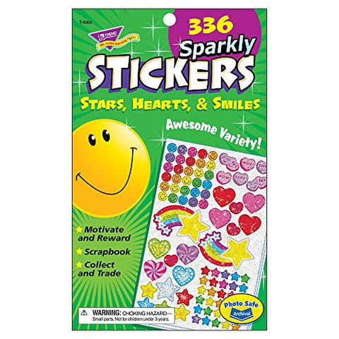 TREND ENTERPRISES INC. STICKER PAD SPARKLY STARS HEARTS &amp;