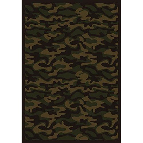 Joy Carpets Kaleidoscope Funky Camo Whimsical Area Rugs, 92-Inch by 129-Inch by 0.36-Inch, Dark Army