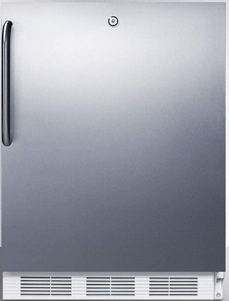 Summit Appliance CT66LWSSTBADA ADA Compliant Freestanding Refrigerator-Freezer with Lock, Dual Evaporator Cooling, Cycle Defrost, Lock, Stainless Steel Door, Towel Bar Handle and White Cabinet