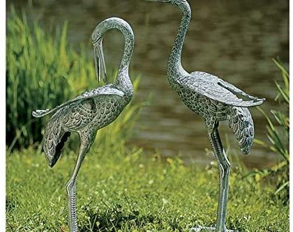 Achla Designs PC01 Preening Pair Crane Animal Bird Statue Garden Accent