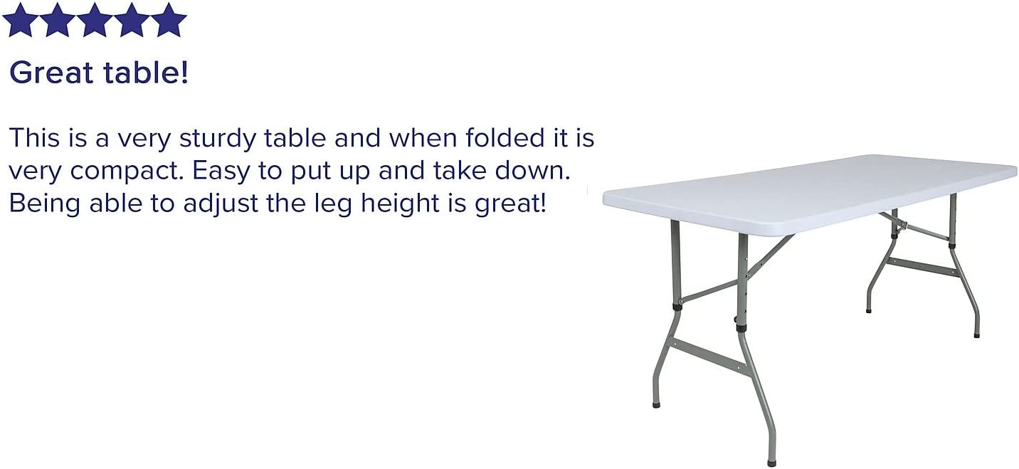 Flash Furniture 4.93-Foot Height Adjustable Granite White Plastic Folding Table
