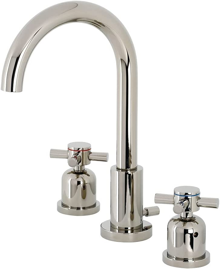Kingston Brass FSC8929DX Concord Widespread Bathroom Faucet, 5-3/8 Inch in Spout Reach, Polished Nickel