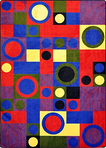 Joy Carpets Kid Essentials City Block Teen Area Rugs, 64-Inch by 92-Inch by 0.36-Inch, Red
