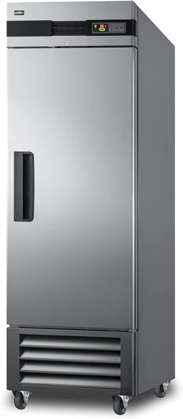 Summit Appliance SCRR232 Commercial Reach-In 23 Cu.Ft. Refrigerator in Complete Stainless Steel with Auto Defrost, Self-Closing Door, Temperature Alarm, Sealed Back, Interior Light and Lock