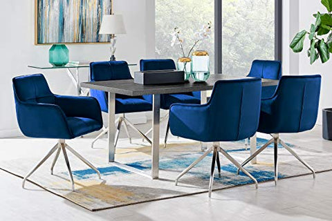 Armen Living Fenton and Blue Noah 7 Piece Modern Rectangular Dining Set