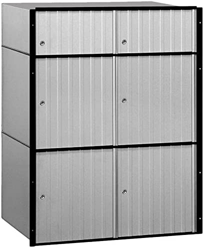 Salsbury Industries 2206 Aluminum Mailbox, 6 Doors, Standard System, Aluminum with Black Trim