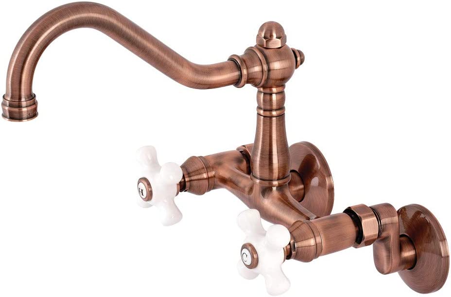 Kingston Brass KS322PXAC Vintage Kitchen Faucet, Antique Copper