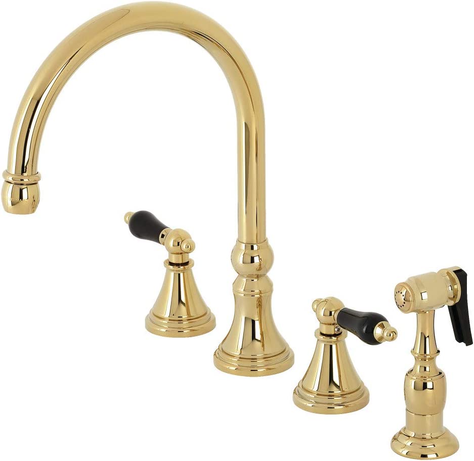 Kingston Brass KS2792PKLBS Duchess Widespread Kitchen Faucet, Polished Brass