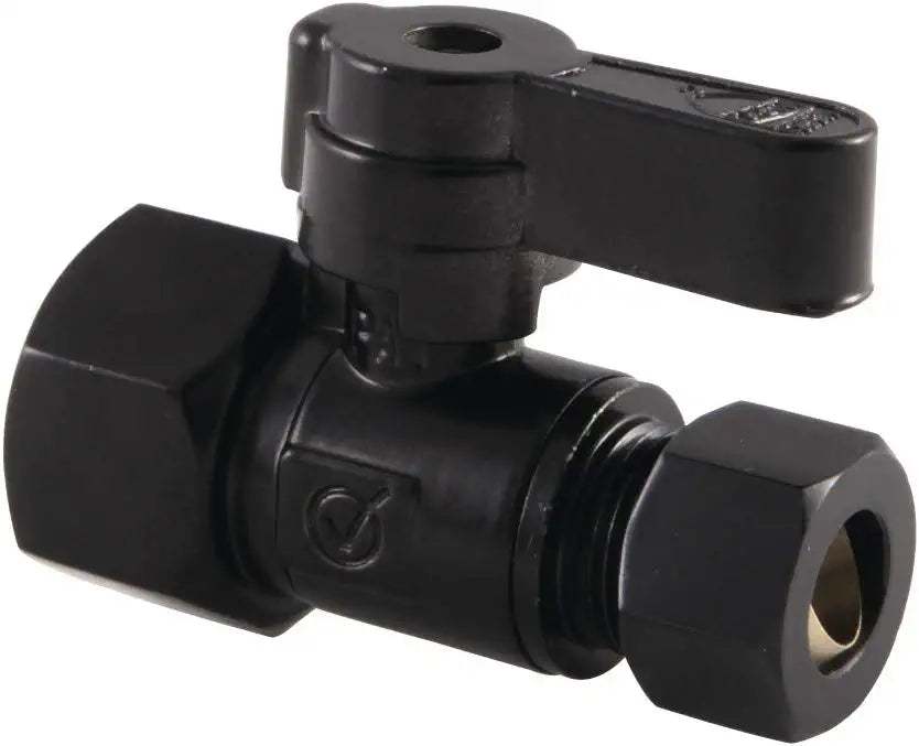 Kingston Brass KF4315MB 1/2 FIP X 3/8 OD Comp Straight Stop Valve, Matte Black