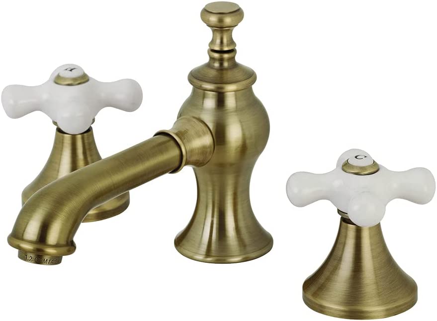 Kingston Brass KC7063PX Vintage 8 in. Widespread Bathroom Faucet, Antique Brass