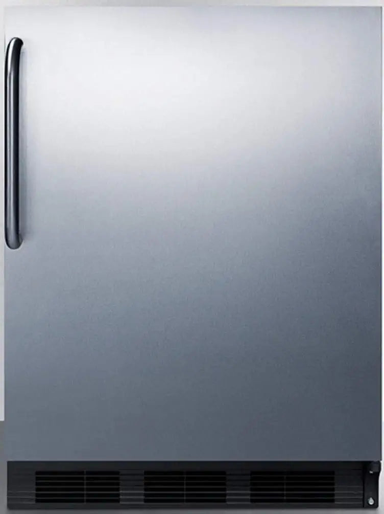 Summit Appliance CT663BKBISSTBADA ADA Compliant Built-in Undercounter Refrigerator-Freezer for Residential Use, Cycle Defrost with Stainless Steel Wrapped Door, Towel Bar Handle and Black Cabinet