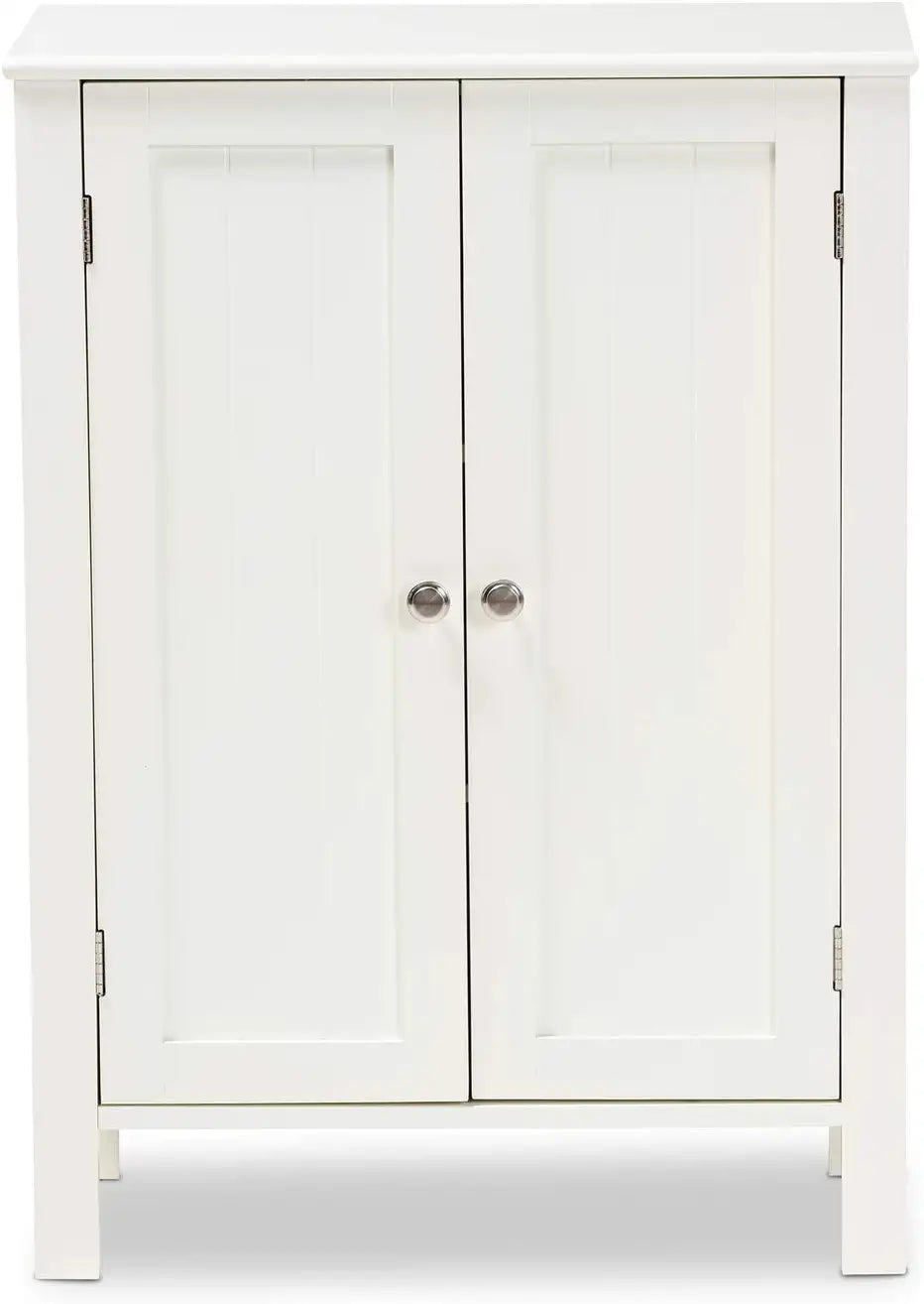 Baxton Studio Thelma Cottage and Farmhouse White Finished 2-door Wood Multipurpose Storage Cabinet