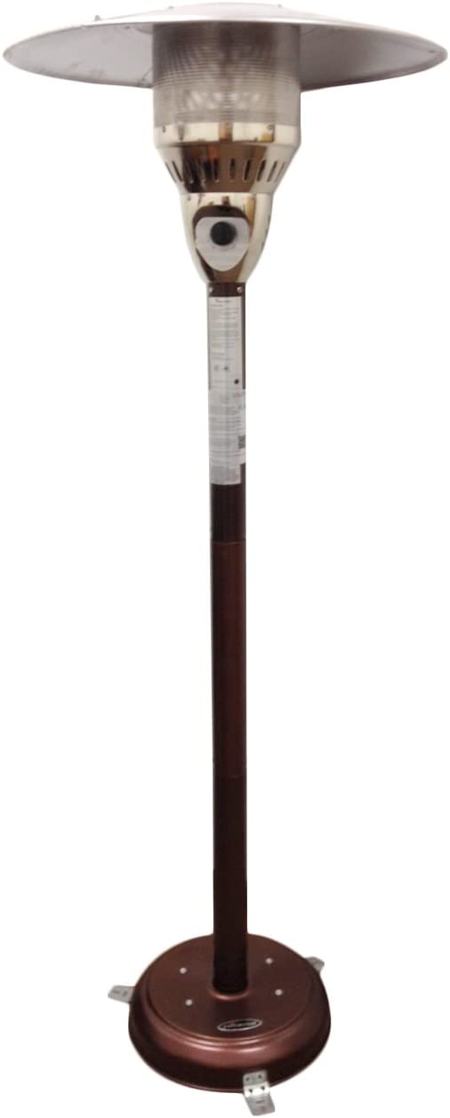 Hiland NG-HB Tall Natural G as Patio Heater, 41,000 BTU, 33&#34; Heat Shield, Built In Ground Fixtures, Hammered Bronze/SS