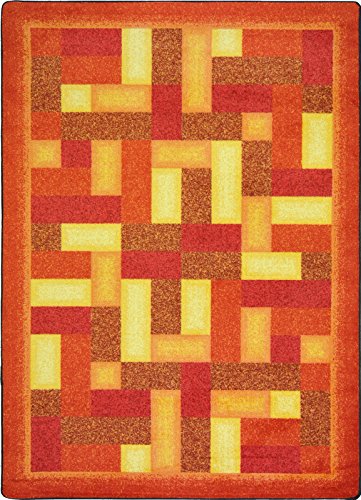 Joy Carpets Kid Essentials Off Beat Teen Area Rugs, 46-Inch by 64-Inch by 0.36-Inch, Orange