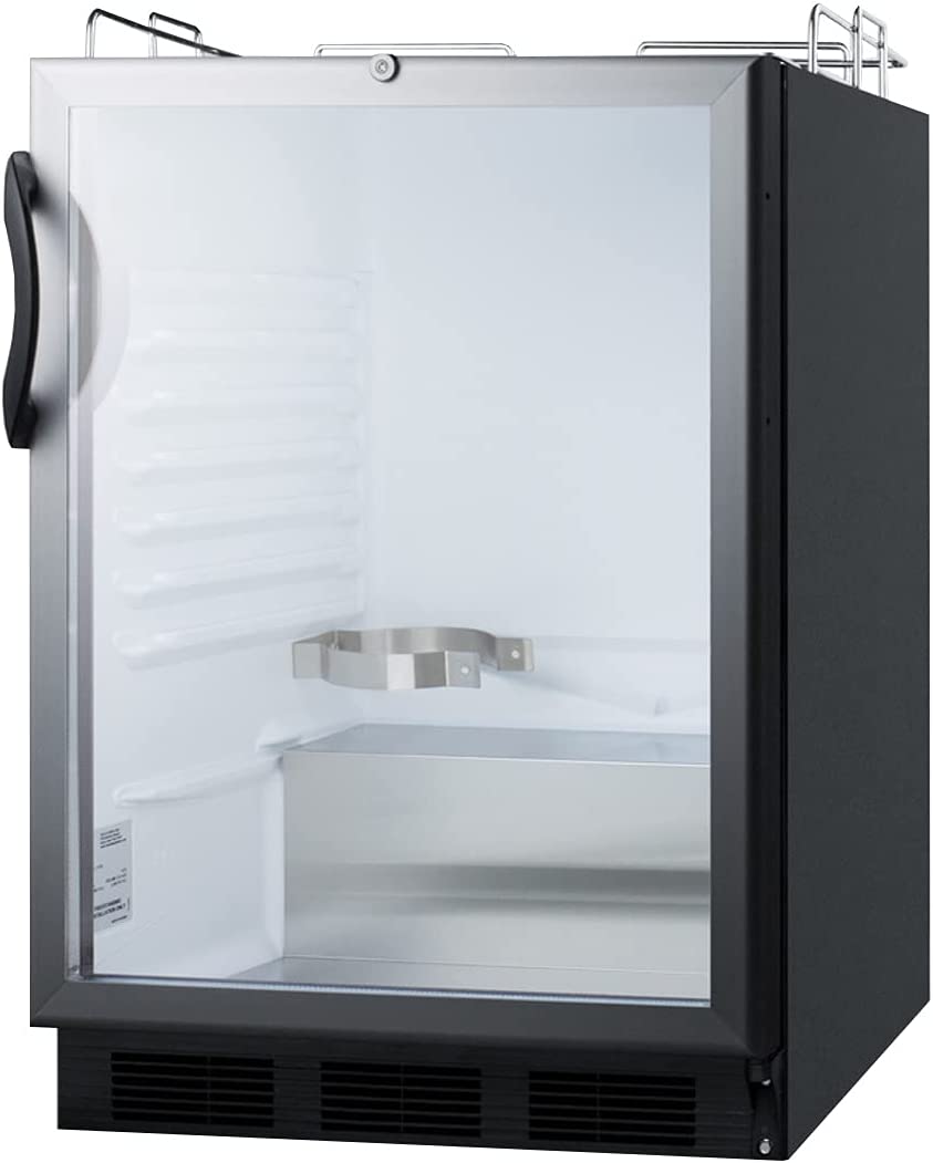 Summit Appliance SBC56GBINKADA Built-in Undercounter ADA Height Commercially Listed Beer Dispenser with Double Pane Tempered Glass Door, Interior Light, Adjustable Thermostat, Lock and Black Cabinet