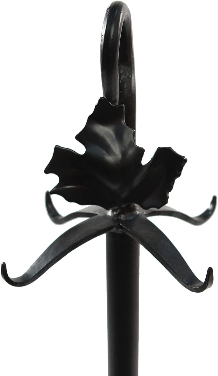 Minuteman International Maple Leaf 5-piece Wrought Iron Fireplace Tool Set, Graphite