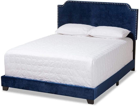 Baxton Studio Darcy Luxe and Glamour Navy Velvet Upholstered King Size Bed
