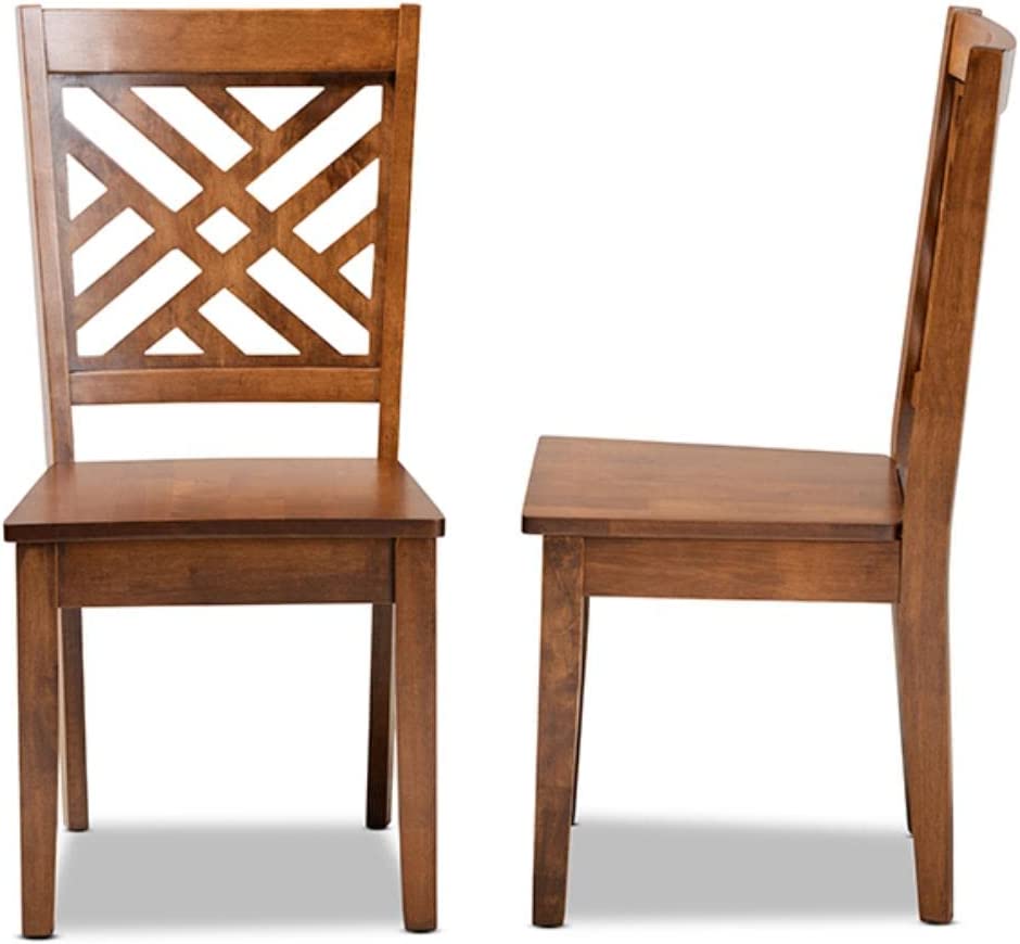 Baxton Studio Caron Modern and Contemporary Transitional Walnut Brown Finished Wood 2-Piece Dining Chair Set