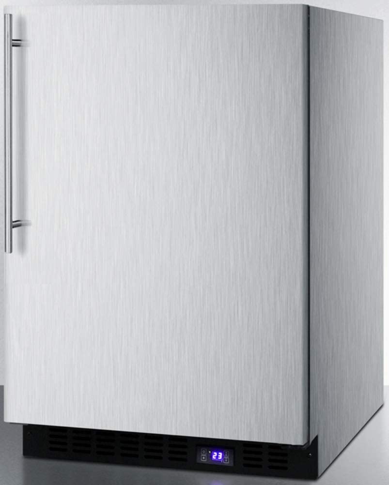 Summit Appliance SCFF53BXCSSHVIM Built-In Frost-Free Undercounter All-Freezer for Residential or Commercial Use with Icemaker, Stainless Steel Wrapped Exterior and Thin Handle