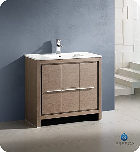 Fresca Allier 36" Gray Oak Modern Bathroom Cabinet w/Sink