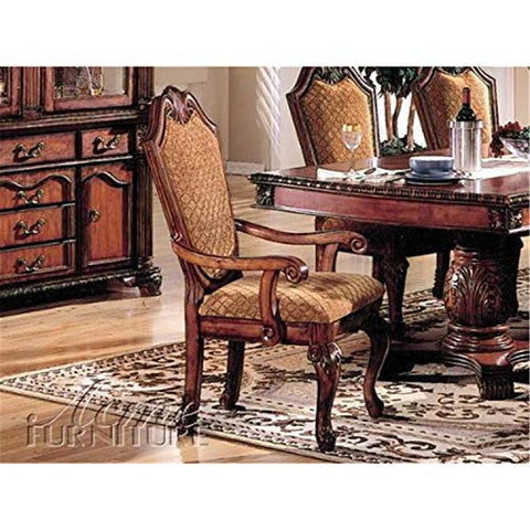 ACME Chateau De Ville Arm Chair (Set-2) - 04078 - Fabric &amp; Cherry