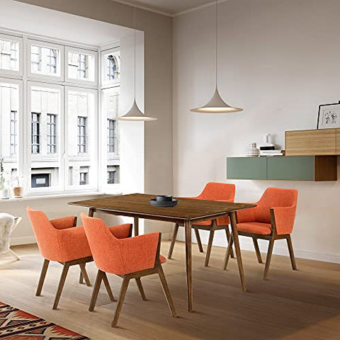 Armen Living Westmont and Renzo 5 Piece Dining Set, 59&#34; Rectangular, Orange/Walnut Wood