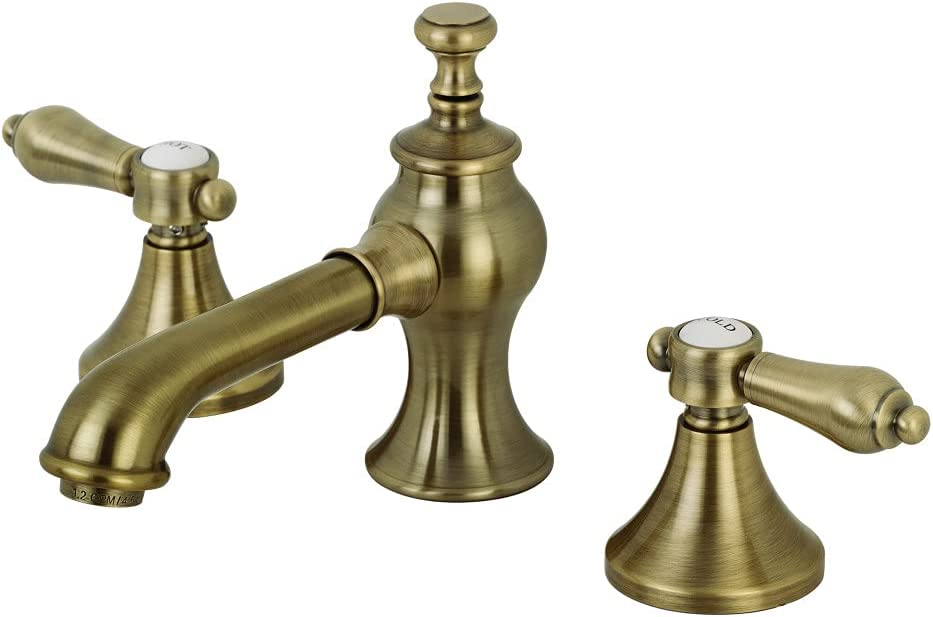 Kingston Brass KC7063BAL Heirloom 8 in. Widespread Bathroom Faucet, Antique Brass