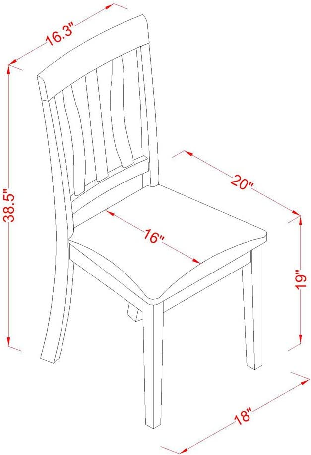 East West Furniture Antique Wooden Dining Chairs Wooden Seat and Buttermilk Hardwood Frame Kitchen Dining Chair Set of 2