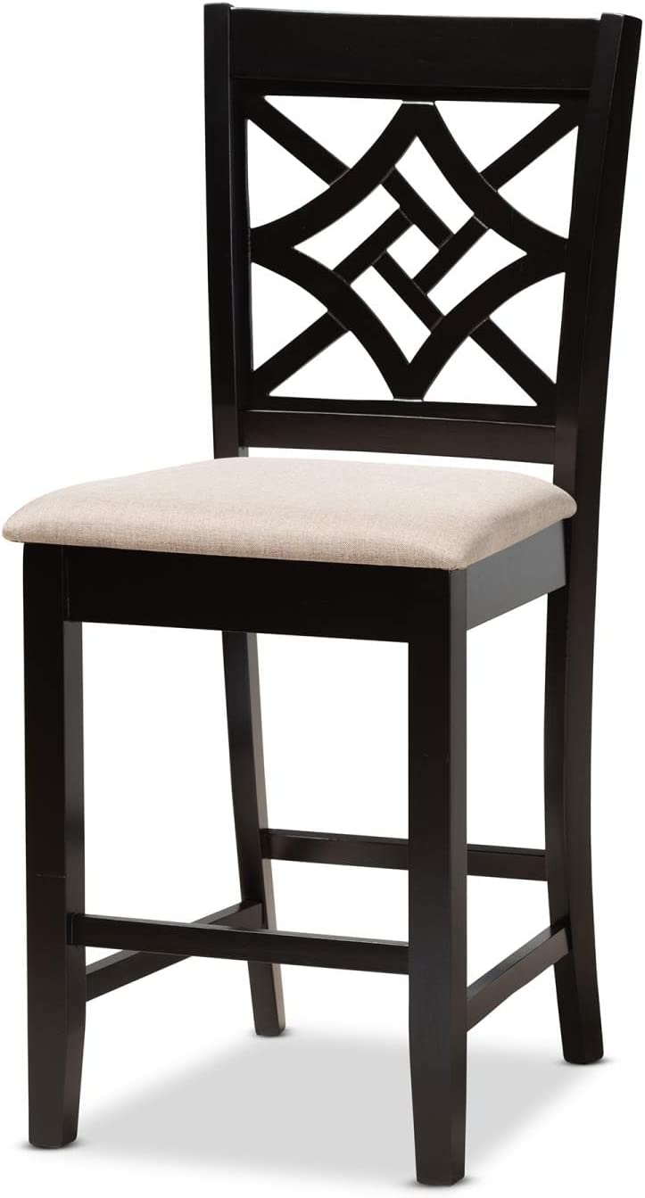 Baxton Studio Nicolette Modern and Contemporary Sand Fabric Upholstered and Dark Brown Finished Wood 5-Piece Pub Set