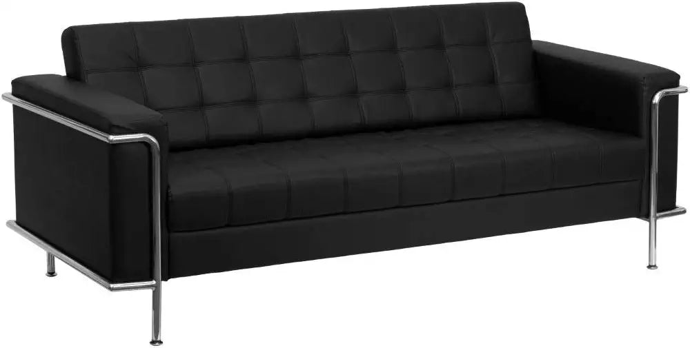 Flash Furniture HERCULES Lesley Series Contemporary Black LeatherSoft Sofa with Encasing Frame