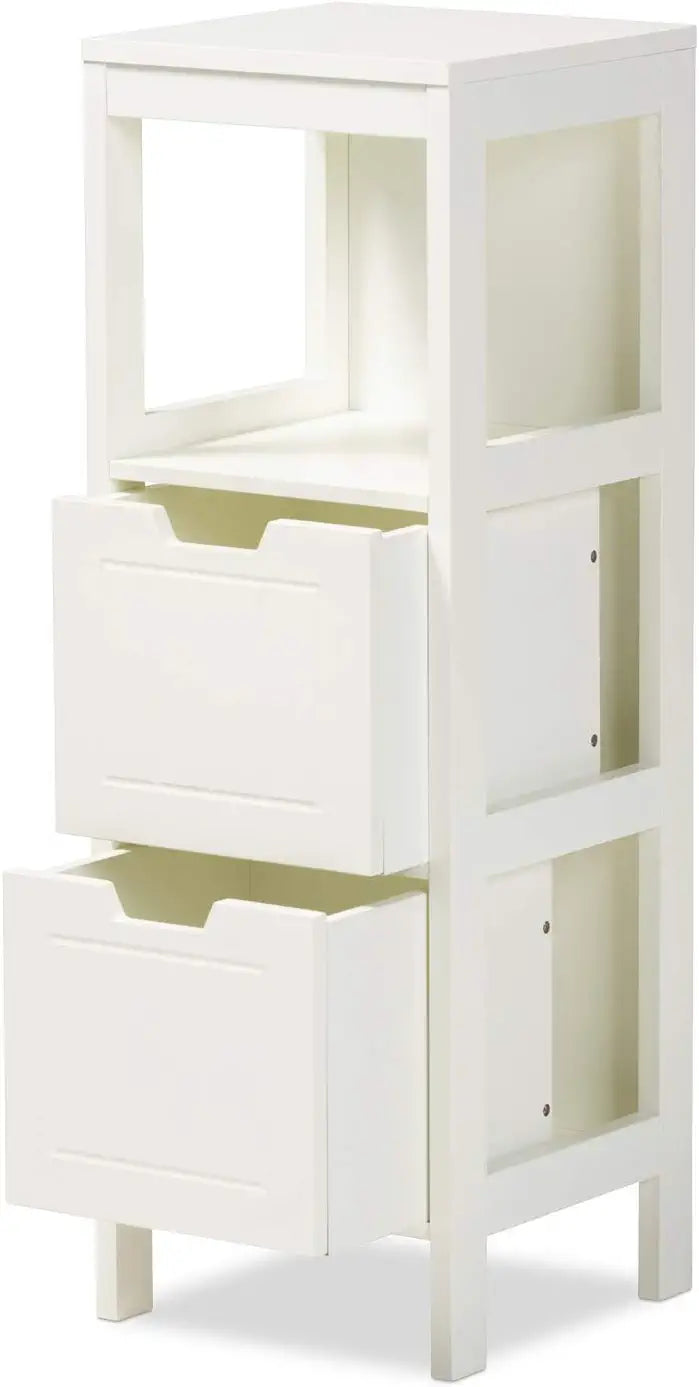 Baxton Studio Reuben Cottage and Farmhouse White Finished 2-Drawer Wood Storage Cabinet