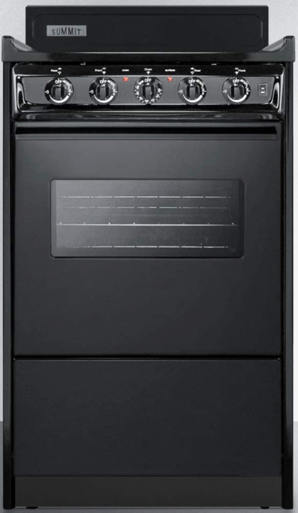 Summit TEM110CW 20 Freestanding Electric Range with 4 Coil Elements 2.46 cu. ft. Oven Capacity Chrome Drip Pans Storage Drawer Indicator Lights in Black