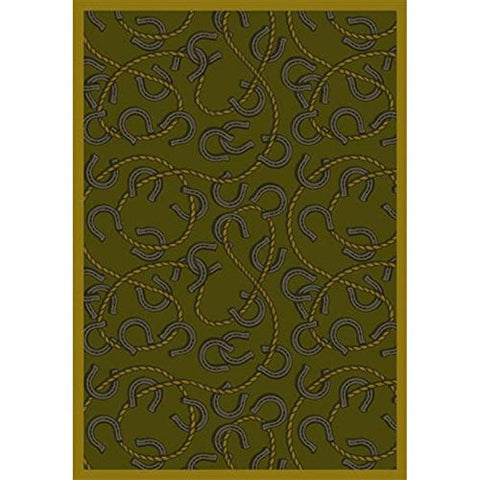 Joy Carpets Kaleidoscope Rodeo Whimsical Area Rugs, 92-Inch by 129-Inch by 0.36-Inch, Olive