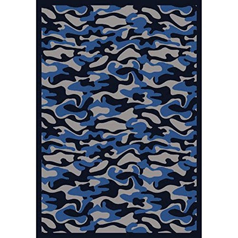 Joy Carpets Kaleidoscope Funky Camo Whimsical Area Rugs, 92-Inch by 129-Inch by 0.36-Inch, Blue