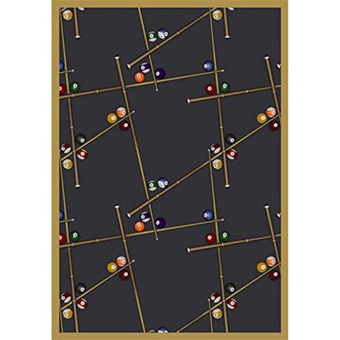 Joy Carpets Games People Play Snookered Gaming Area Rugs, 92-Inch by 129-Inch by 0.36-Inch, Federal Blue