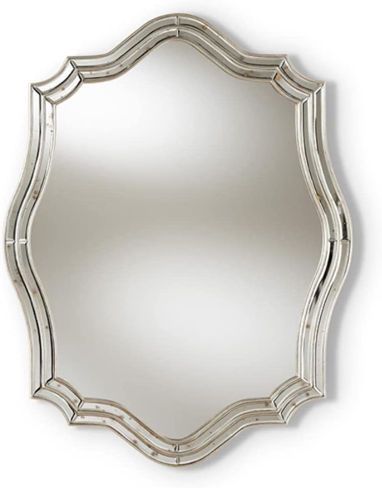 Baxton Studio Isidora Art Deco Antique Silver Finished Accent Wall Mirror