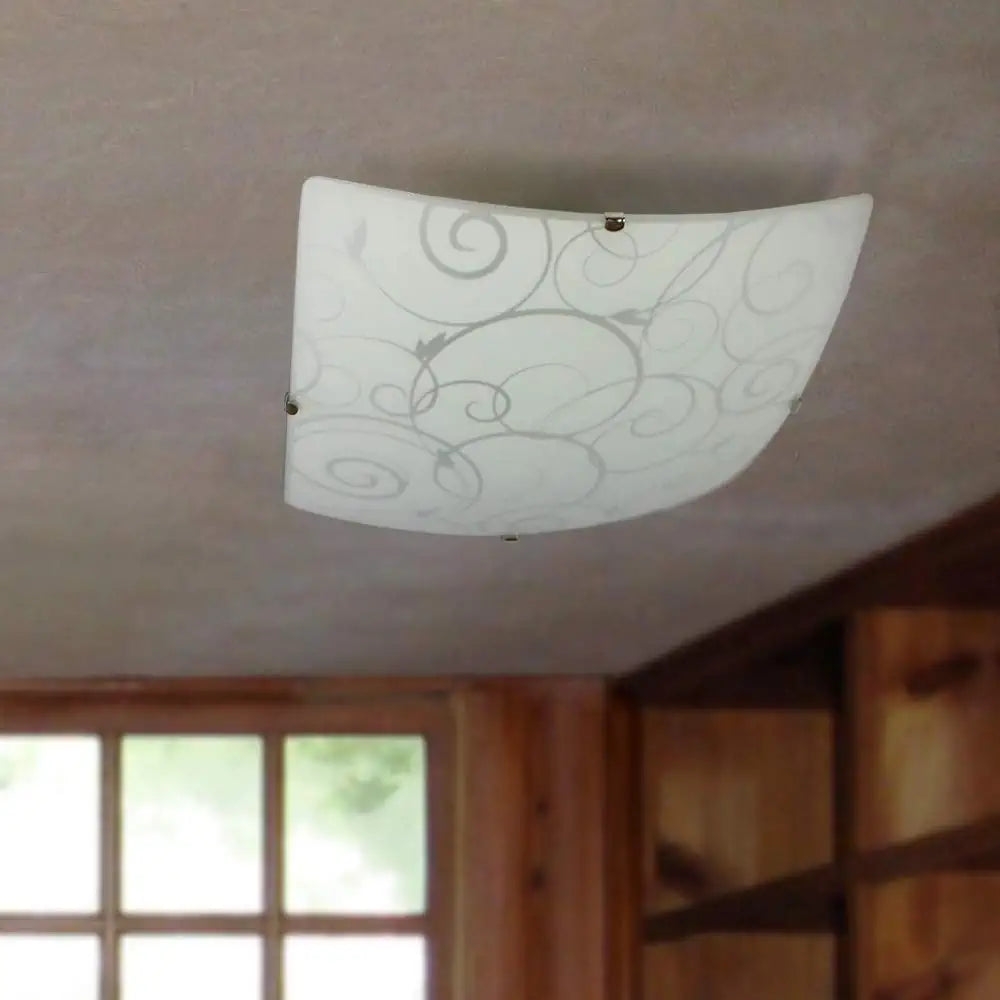 Simple Designs Square Flushmount Ceiling Light with Scroll Swirl Design