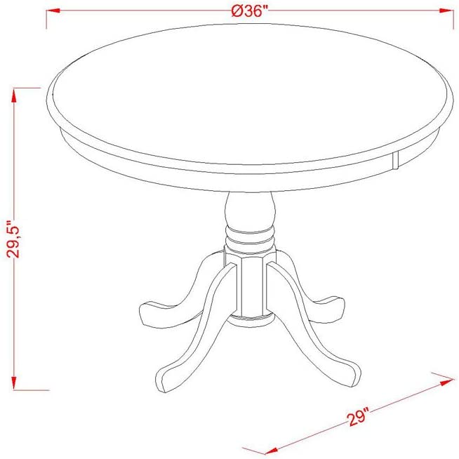 East West Furniture Dining Set- 4 Fantastic Dining Room Chairs - A Wonderful Kitchen Table- Wooden Seat and Linen White Round Wooden Table