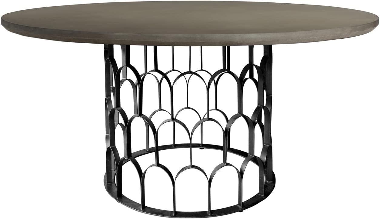 Gatsby Concrete and Metal Dining Room Kitchen Table, 55" Wide